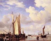 Ships Close Inshore at Low Tide - 小威廉·凡·德·维尔德